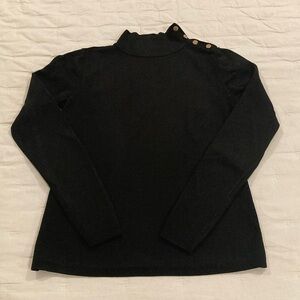 Ann Taylor Black Turtleneck Sweater w/ gold buttons neck warm. Size XS